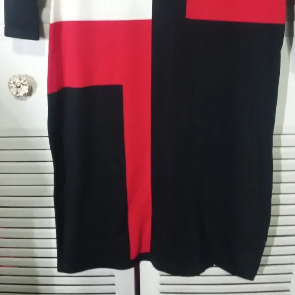 LAUREN RALPH LAUREN Colorblock Dress XS S Red Black Geometric Print - Picture 4 of 8